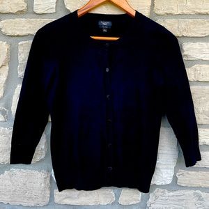 Talbots Petite Pima Cotton 3/4 sleeve cardigan.  Fitted style.